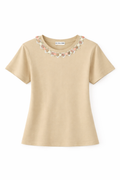 Tshirt blusa 100 % algodao em cores m g gg bordada